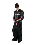 UNKNOWNWORLD Cowhide Leather Racing Jacket in Black - On Model