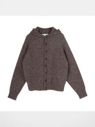 Simple Project Hooded Wool Blend Cardigan in Brown