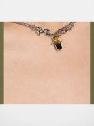 Blackhead Vinyl Wave Gradient Necklace in Silver - On Model