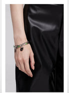 BLACKHEAD Double Layer Cat Charm Bracelet in Silver - On Model