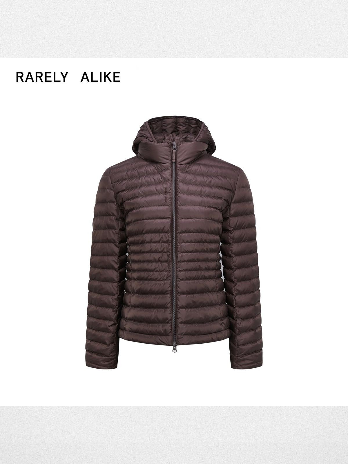 RARELY ALIKE Detachable Hood Down Puffer in Brown