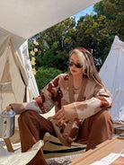 BeerBro Oversized Camo Knit Sweater in Beige