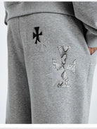 MEDM Leopard Patch Straight Leg Pants in Gray - Detail