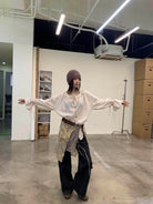 NeverSeez Curved Leg Selvedge Jeans in Raw Indigo - On Model