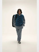 MASONPRINCE Embossed Pattern Wool Blend Vest in Green