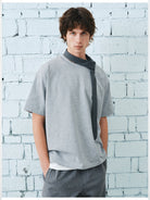 NANS 240g High Twist Cotton T Shirt in Gray - On Model