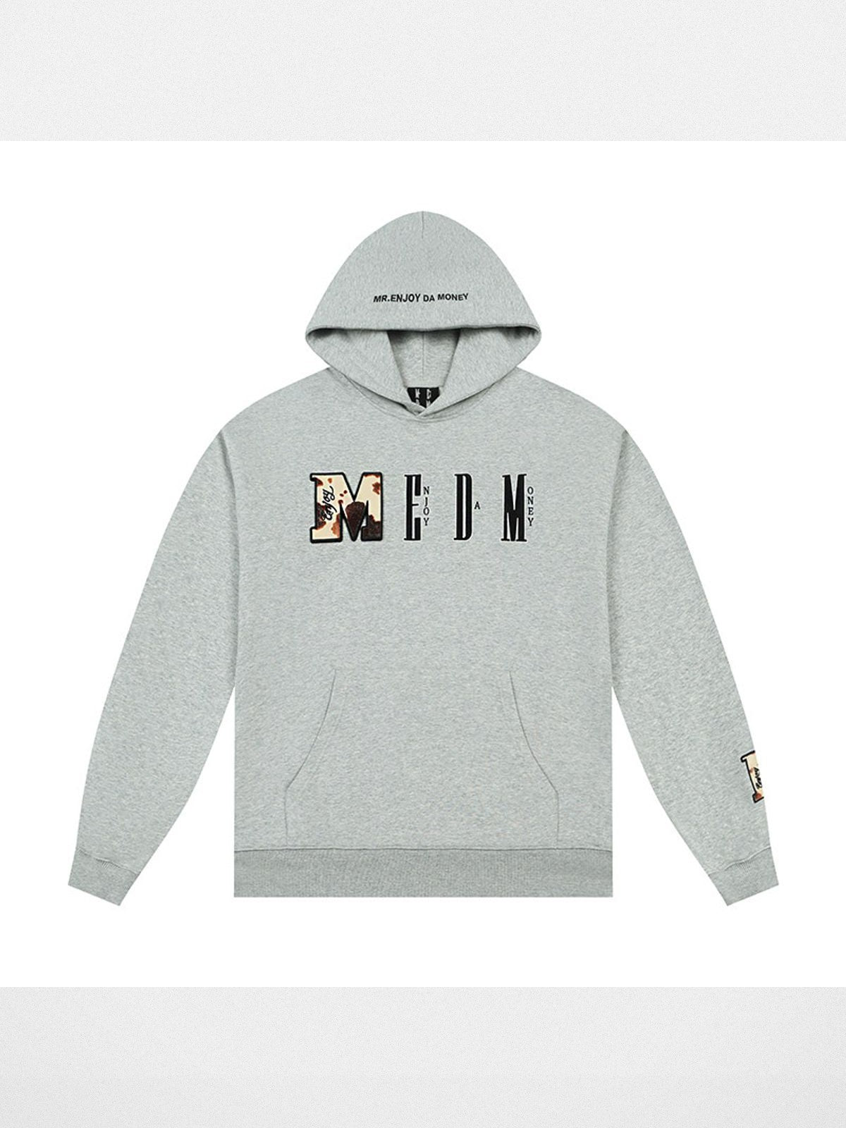 MEDM Leopard Patch Logo Hoodie in Gray