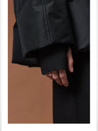 NANS Kimono Collar Down Puffer in Black - On Model