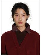 MasonPrince Mock Two Piece Wool Blend Sweater in Burgundy - On Female Model