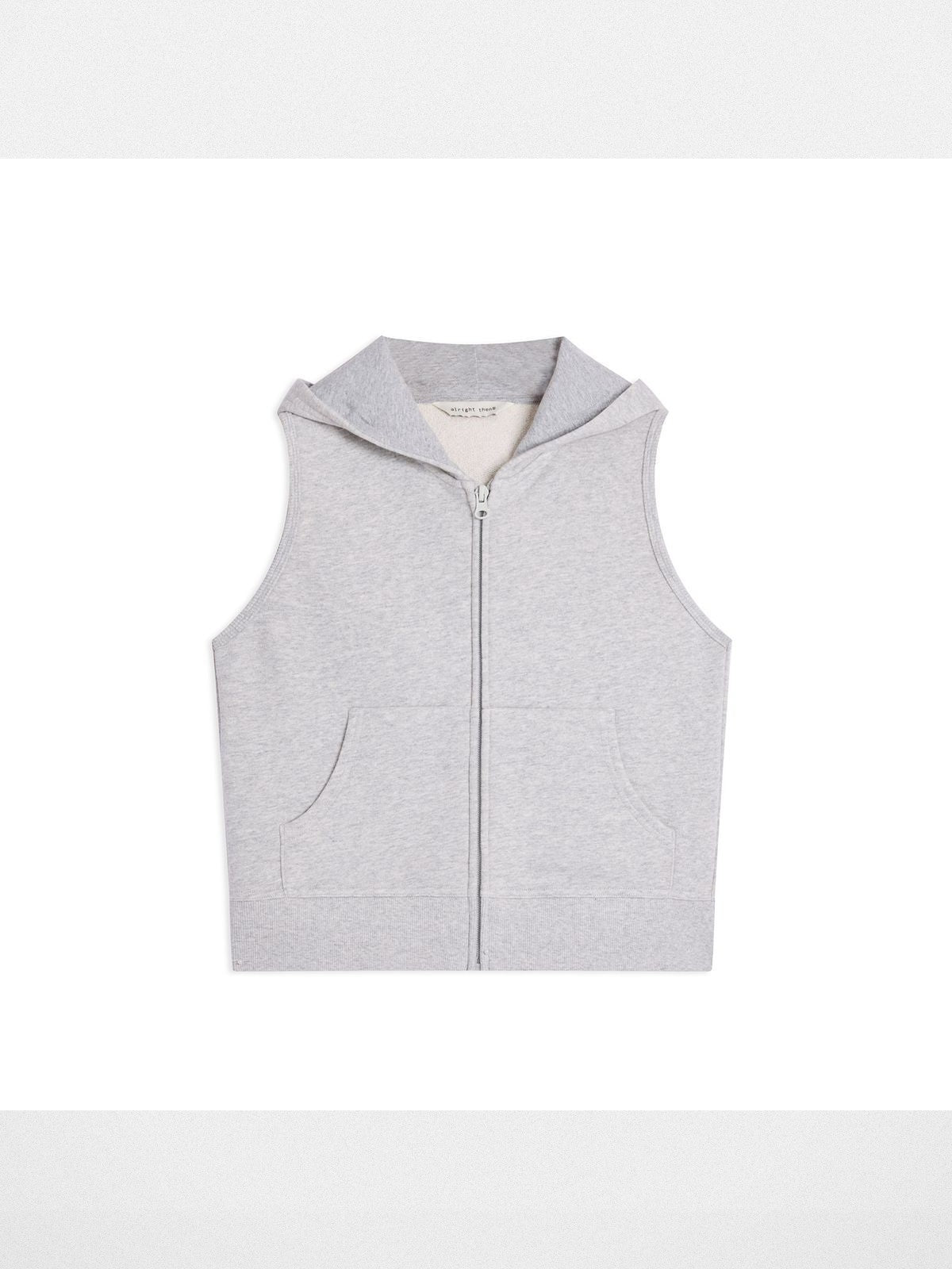 Alright Then Zip Up Hooded Sweatshirt Vest in Gray