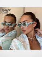 FUTURE UPDATE Cut Out Acetate Sunglasses in Mint - On Female Model