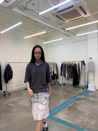 NeverSeez Snake Bow Print T Shirt in Gray - On Model