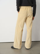 ROYA Supima Cotton Corduroy Trousers in Beige - On Model
