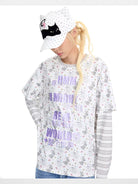 CFIERCE Embroidered Cat Ear Baseball Cap in White - On Female Model