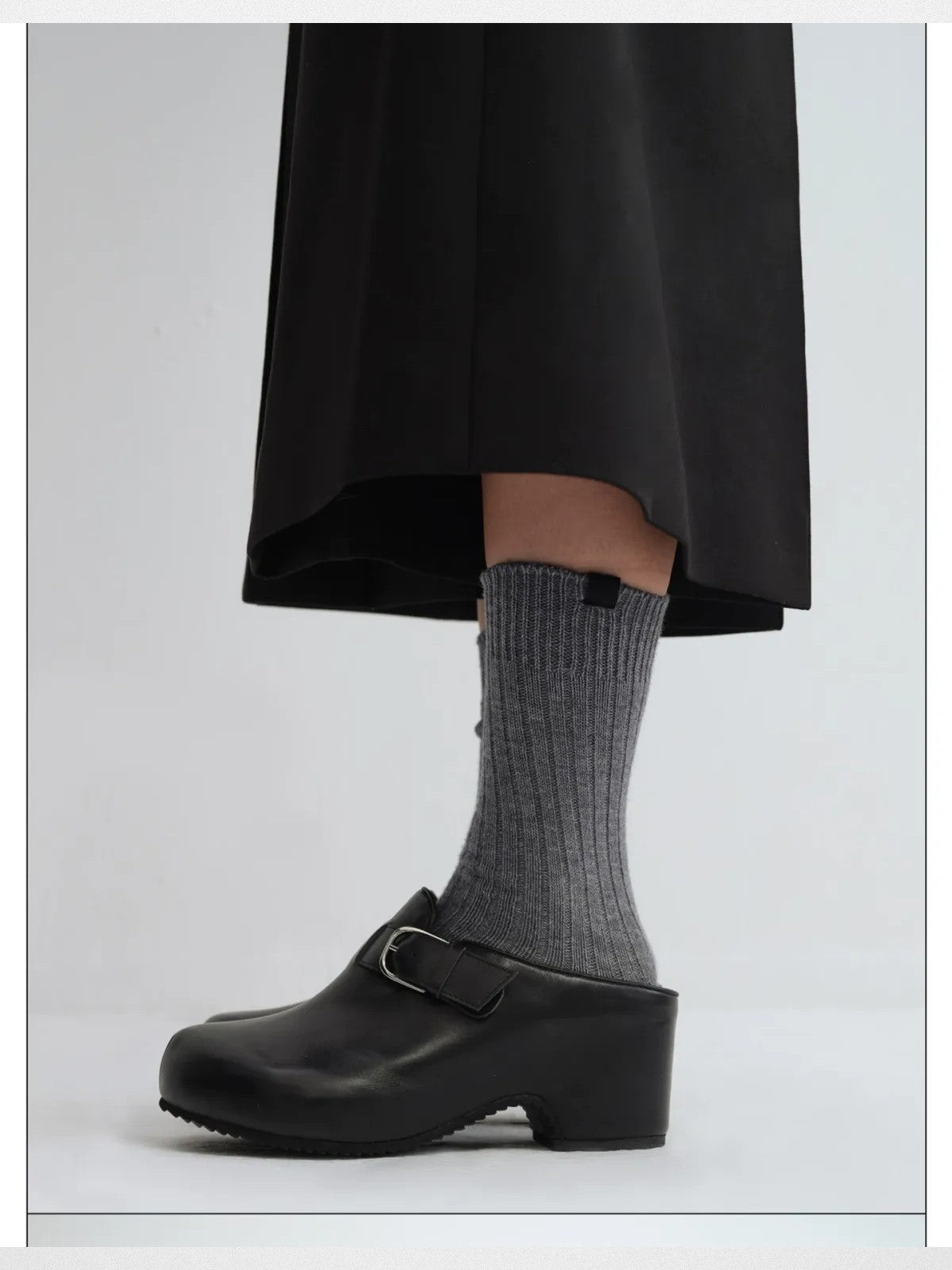 Rarely Alike IZZY Buckle Platform Clogs in Black - On Model