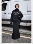 RARELY ALIKE Living Offline Embroidered Fleece Hoodie in Black - Lifestyle