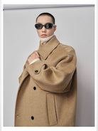 Nans Handmade Double Faced Wool Coat in Camel - On Male Model