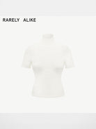 RARELY ALIKE Open Back Wool Mock Neck Top in White