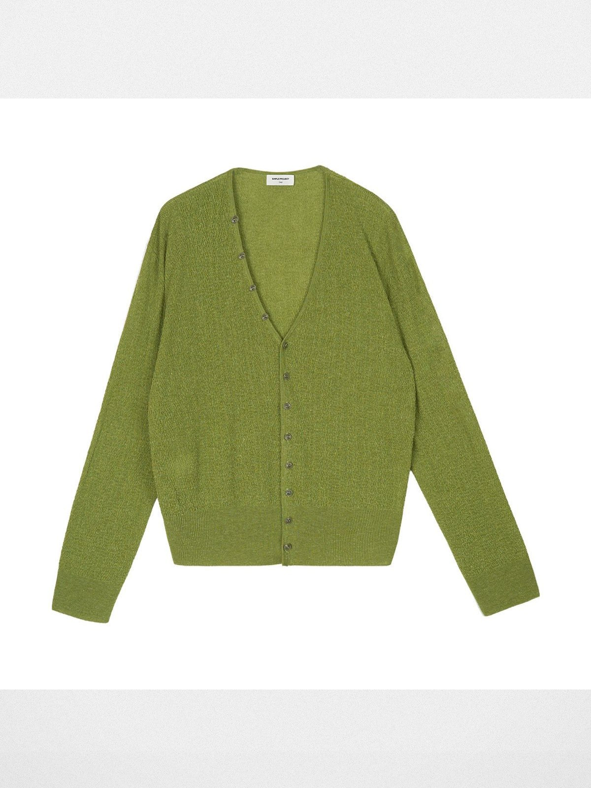 Simple Project Textured Linen Blend Cardigan in Green
