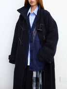 NeverSeez Boucl Wool Duffle Coat in Black