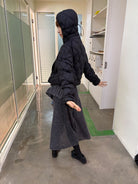 NeverSeez Diamond Quilted Down Puffer in Black - On Model