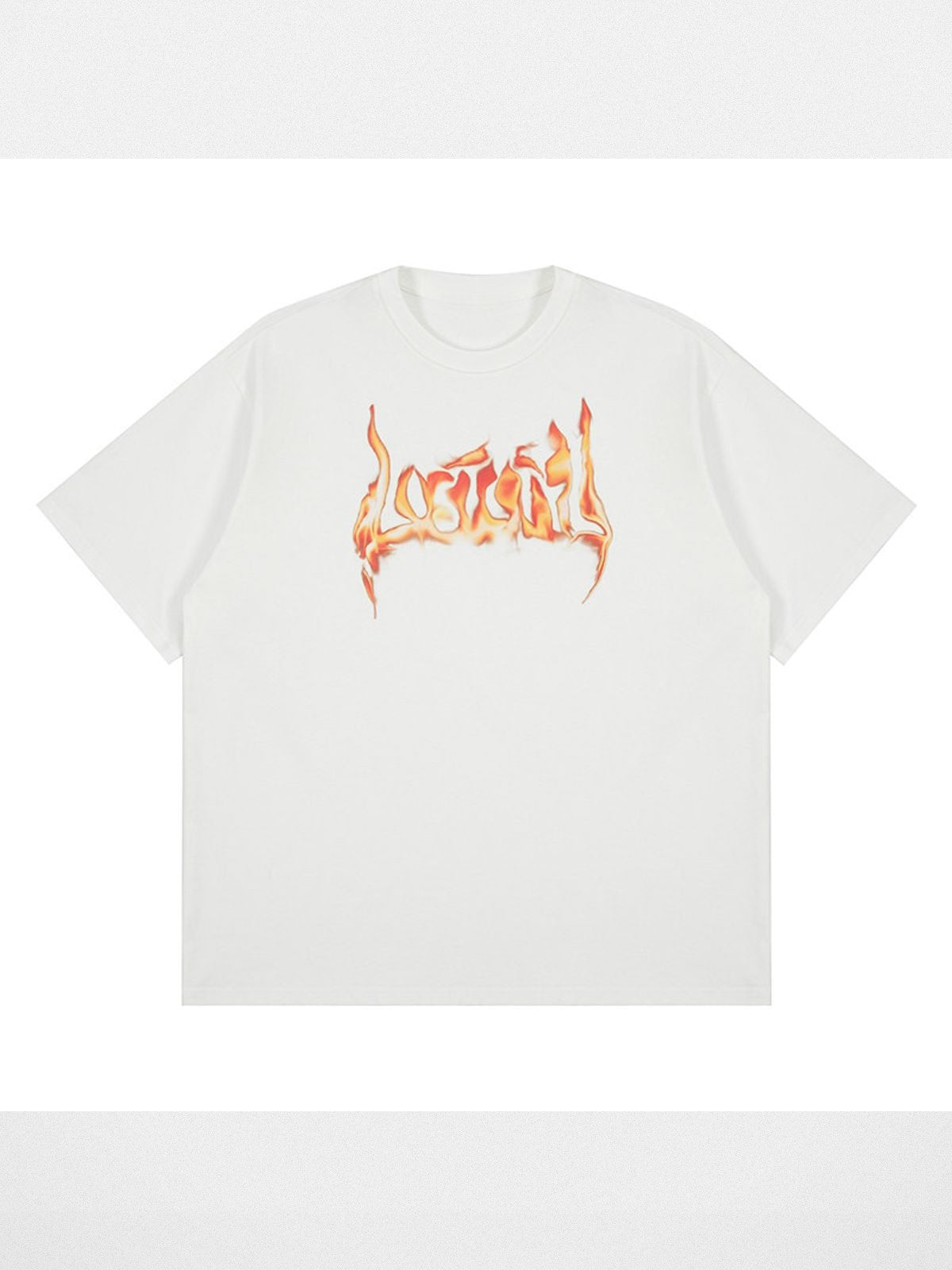 LOSTCTRL Flame Logo Heavy Cotton T Shirt in White