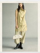 Songmont Small Nappa Leather Bowling Bag in White - On Model