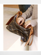 Songmont Monogram Canvas Leather Hobo in Brown - On Model