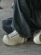 MASONPRINCE Distressed Canvas Platform Sneakers in Black #color_black