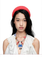 SHUSHU/TONG Zircon Rubber Band Girl Necklace in Blue - On Model