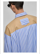 NANS Contrast Panel Oversized Cotton Shirt