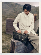 Songmont Vegetable Tanned Leather Hobo in Black - Lifestyle