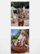 BeerBro Oversized Camo Knit Sweater in Beige