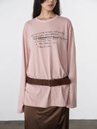 RandomPiece Letter Print Cotton T Shirt in Pink - On Model