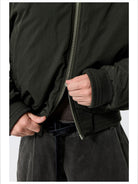 Simple Project Faux Fur Shawl Collar Padded Jacket in Green - Detail