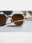 FUTURE UPDATE Hammered Titanium Sunglasses in Yellow - Detail
