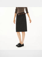 PUKI Reversible Wool Blend Midi Skirt in Gray - On Model