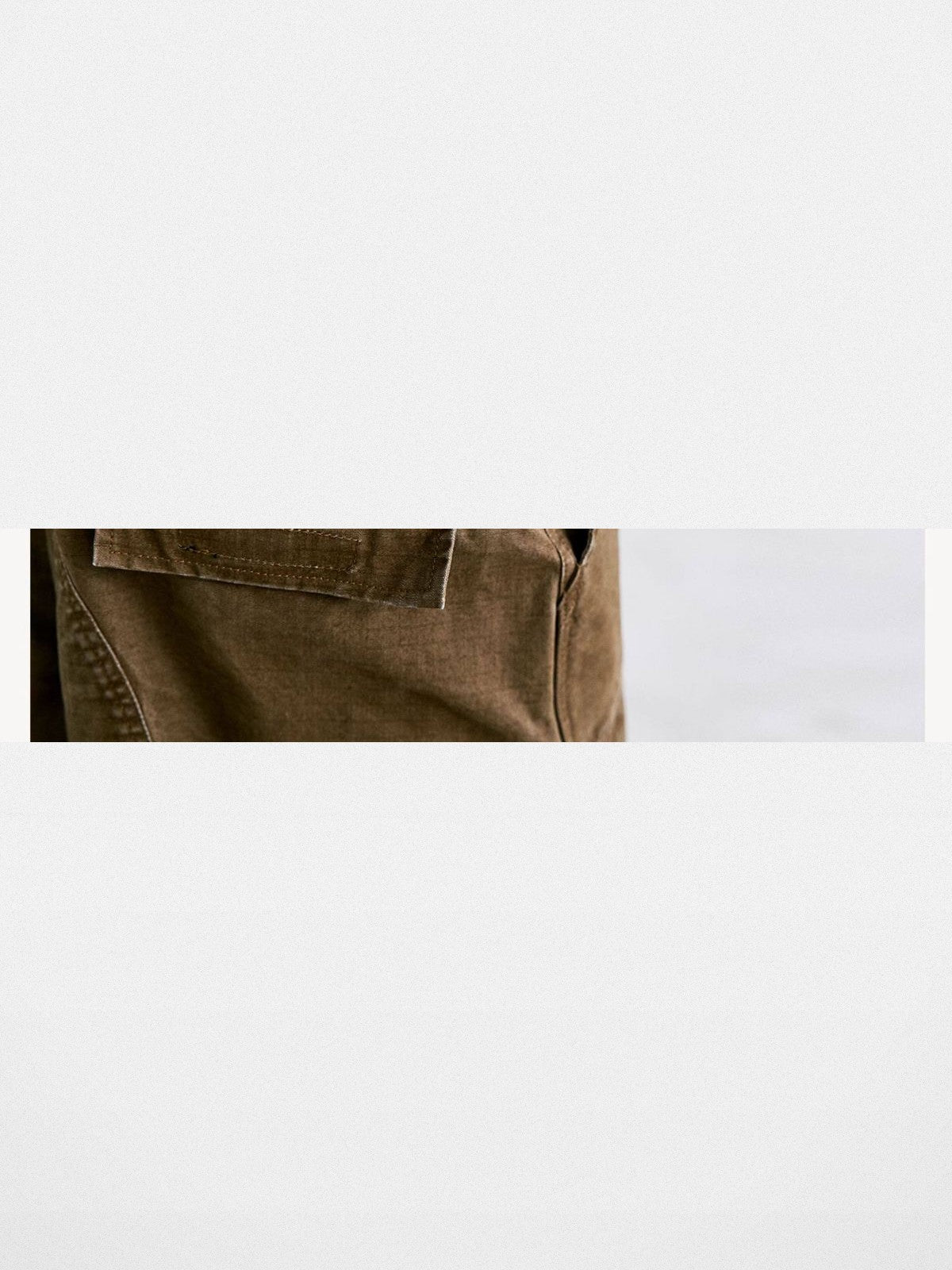 SWFI Distressed Wide Leg Cargo Shorts in Olive - Detail