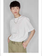 NANS Contrast Print Pima Cotton T Shirt in White - On Model